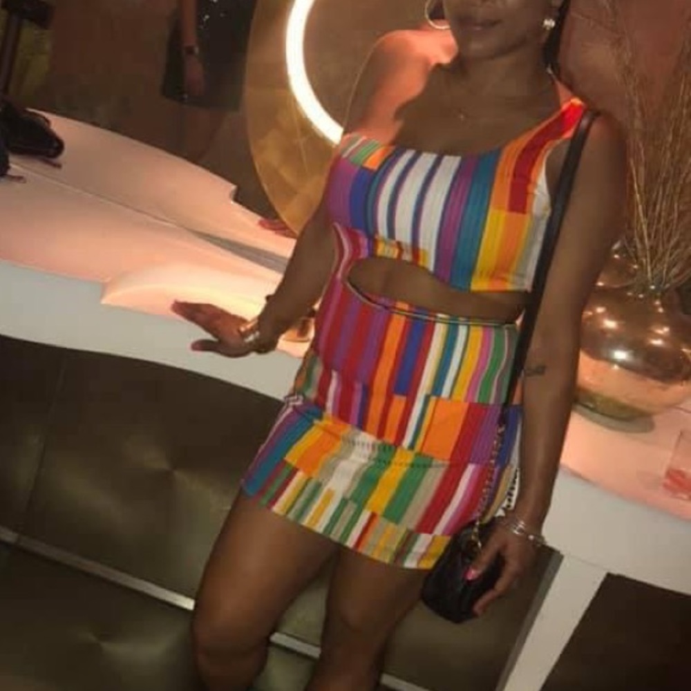 Multicolor cut out bodycon dress